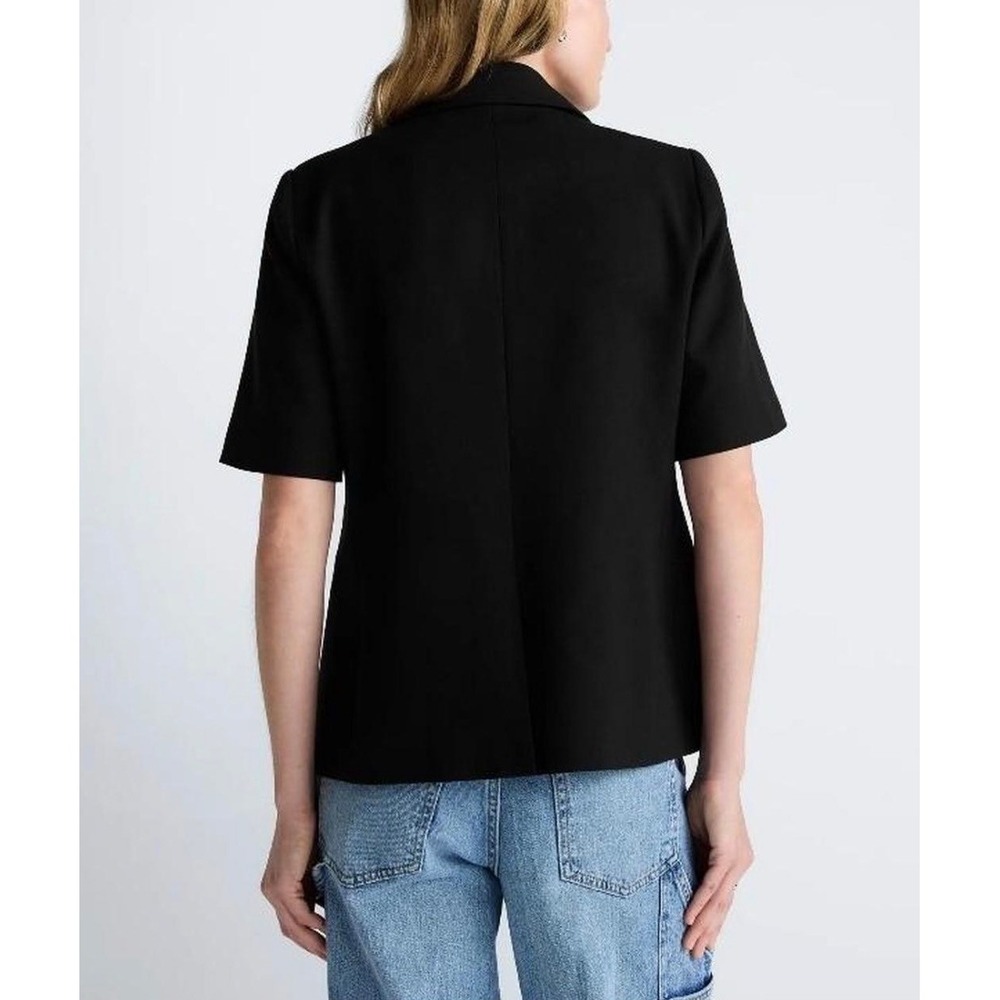 Dark Academia Short Sleeve Minimalist Boxy Blazer Black Plus Size 1X NWT - Picture 8 of 8